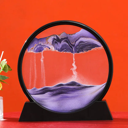 Creative 3D Round Glass Deep Sea Sandscape Moving Sand Art Dynamic Display Flowing Sand Frame Sand Painting Home Decor Crafts