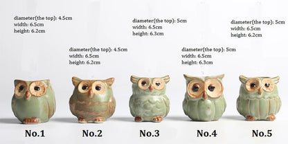 Creative 5 Pcs/Set Ceramic Owl Shape Flower Pots New Ceramic Planter Desk Flower Pot Cute Design Succulent Planter Pot