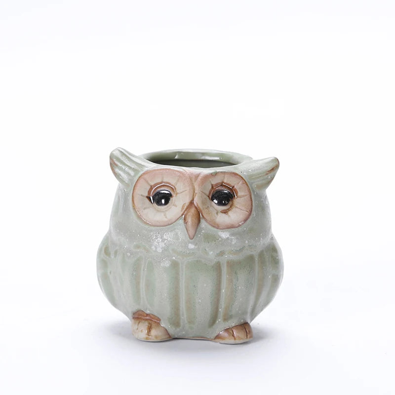 Creative 5 Pcs/Set Ceramic Owl Shape Flower Pots New Ceramic Planter Desk Flower Pot Cute Design Succulent Planter Pot