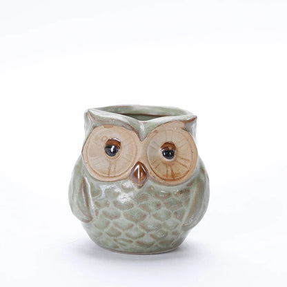 Creative 5 Pcs/Set Ceramic Owl Shape Flower Pots New Ceramic Planter Desk Flower Pot Cute Design Succulent Planter Pot