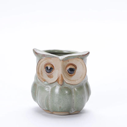 Creative 5 Pcs/Set Ceramic Owl Shape Flower Pots New Ceramic Planter Desk Flower Pot Cute Design Succulent Planter Pot