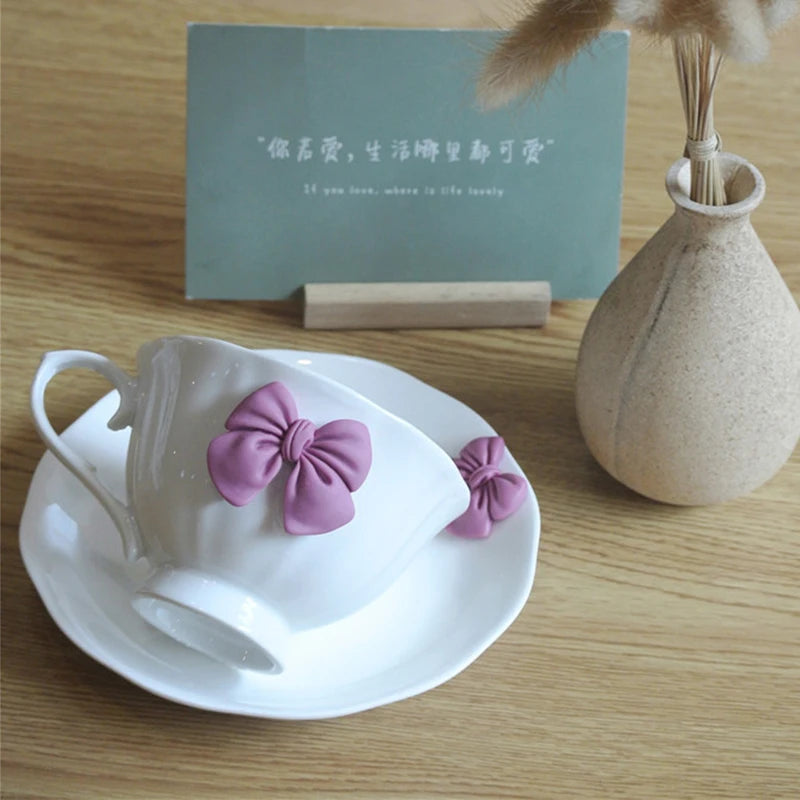 Creative Bow-knot Tea cup and saucer Set Porcelain Cups Afternoon Tea set Nordic Minimalist Elegant Coffee Cup Bar Drink set