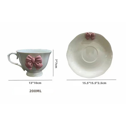 Creative Bow-knot Tea cup and saucer Set Porcelain Cups Afternoon Tea set Nordic Minimalist Elegant Coffee Cup Bar Drink set