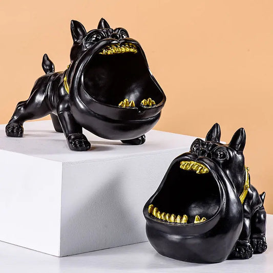 Creative Cartoon Dog Ashtray Office Home Decor Bulldog Figurine Multi-Purpose Resin Sculpture Statue Ornament Room Decoration