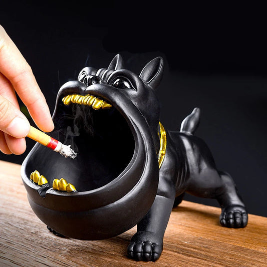 Creative Cartoon Dog Ashtray Office Home Decor Bulldog Figurine Multi-Purpose Resin Sculpture Statue Ornament Room Decoration