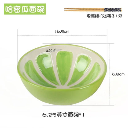 Creative Cartoon Fruit Modeling Ceramic Bowl Kitchen Tableware Watermelon Fruit Salad Dessert Cake Snack Storage Decorative Dish