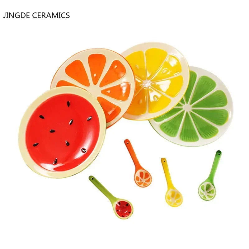 Creative Cartoon Fruit Modeling Ceramic Bowl Kitchen Tableware Watermelon Fruit Salad Dessert Cake Snack Storage Decorative Dish