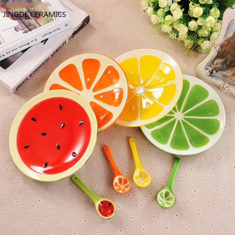 Creative Cartoon Fruit Modeling Ceramic Bowl Kitchen Tableware Watermelon Fruit Salad Dessert Cake Snack Storage Decorative Dish