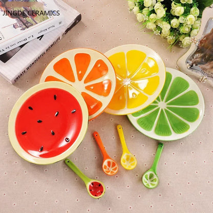 Creative Cartoon Fruit Modeling Ceramic Bowl Kitchen Tableware Watermelon Fruit Salad Dessert Cake Snack Storage Decorative Dish