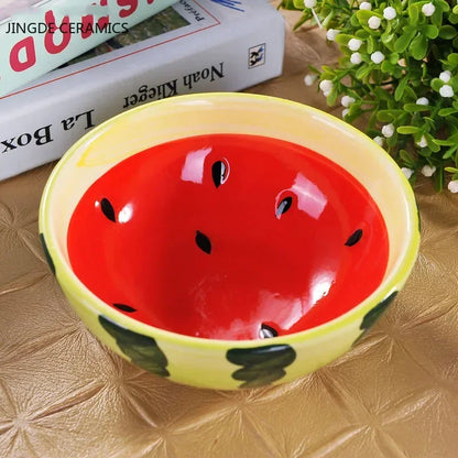 Creative Cartoon Fruit Modeling Ceramic Bowl Kitchen Tableware Watermelon Fruit Salad Dessert Cake Snack Storage Decorative Dish