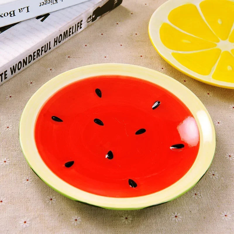Creative Cartoon Fruit Modeling Ceramic Bowl Kitchen Tableware Watermelon Fruit Salad Dessert Cake Snack Storage Decorative Dish