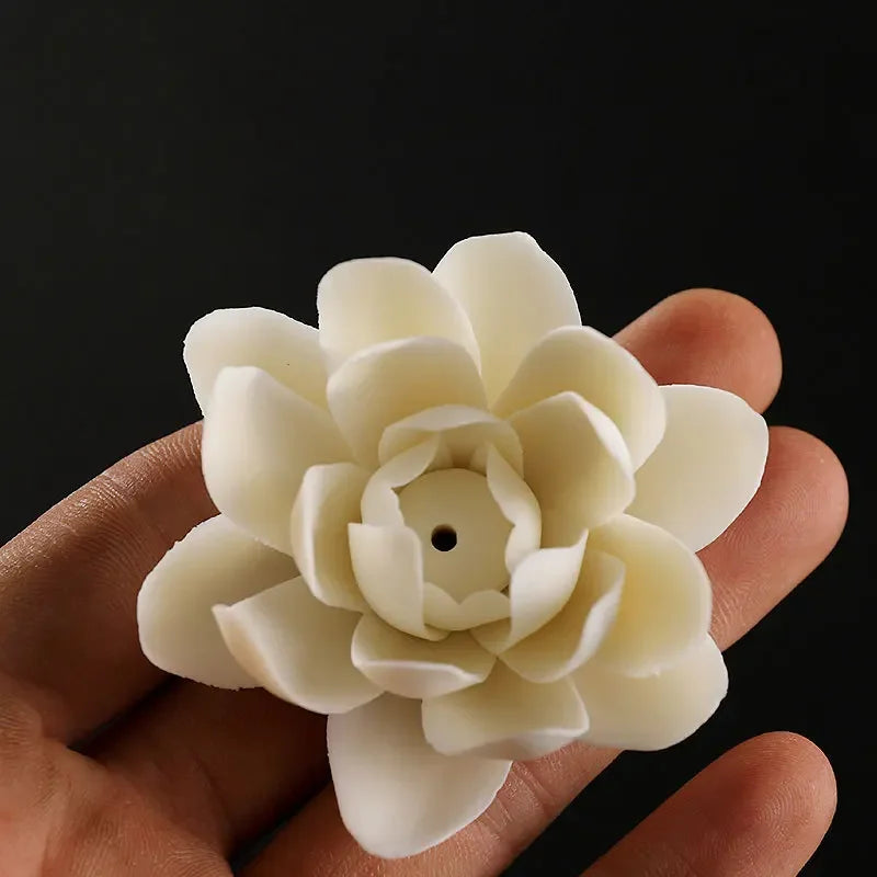 Creative Ceramic Handmade Lotus Small Ornament Household Sandalwood Incense Base Tea Set Accessories Table Crafts