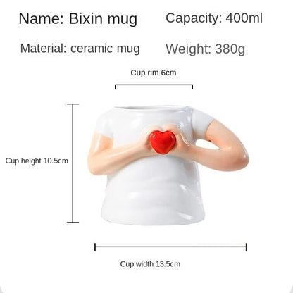 Creative Ceramic Mug Cute Heart Cup Coffee Cup Lovers Cup Meaningful Birthday Gift for Girlfriend