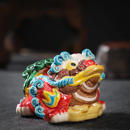 Creative Ceramic Ornaments Hand-painted Golden Toad Pixiu Tea Pet Chinese Tea Table Fengshui Decoration Custom Tea Set Gifts