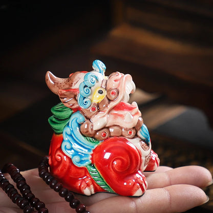 Creative Ceramic Ornaments Hand-painted Golden Toad Pixiu Tea Pet Chinese Tea Table Fengshui Decoration Custom Tea Set Gifts