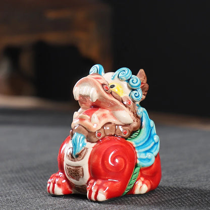Creative Ceramic Ornaments Hand-painted Golden Toad Pixiu Tea Pet Chinese Tea Table Fengshui Decoration Custom Tea Set Gifts