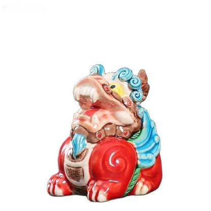 Creative Ceramic Ornaments Hand-painted Golden Toad Pixiu Tea Pet Chinese Tea Table Fengshui Decoration Custom Tea Set Gifts