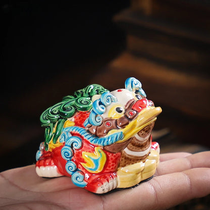 Creative Ceramic Ornaments Hand-painted Golden Toad Pixiu Tea Pet Chinese Tea Table Fengshui Decoration Custom Tea Set Gifts