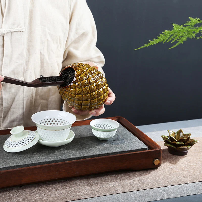 Creative Ceramic Pineapple Tea Caddy, Travel Tea Boxes, Storage Tank, Sealed Tea Jar, Coffee Candy Canister, Spice Organizer