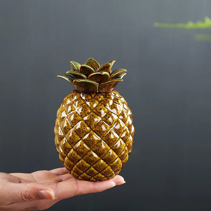 Creative Ceramic Pineapple Tea Caddy, Travel Tea Boxes, Storage Tank, Sealed Tea Jar, Coffee Candy Canister, Spice Organizer