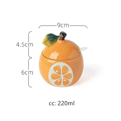 Creative Ceramic Seasoning Jar Bottle Kitchen Decoration Racks Fruit Melon Shape Spices Storage Tank Sugar Bowl with Lid &Spoon