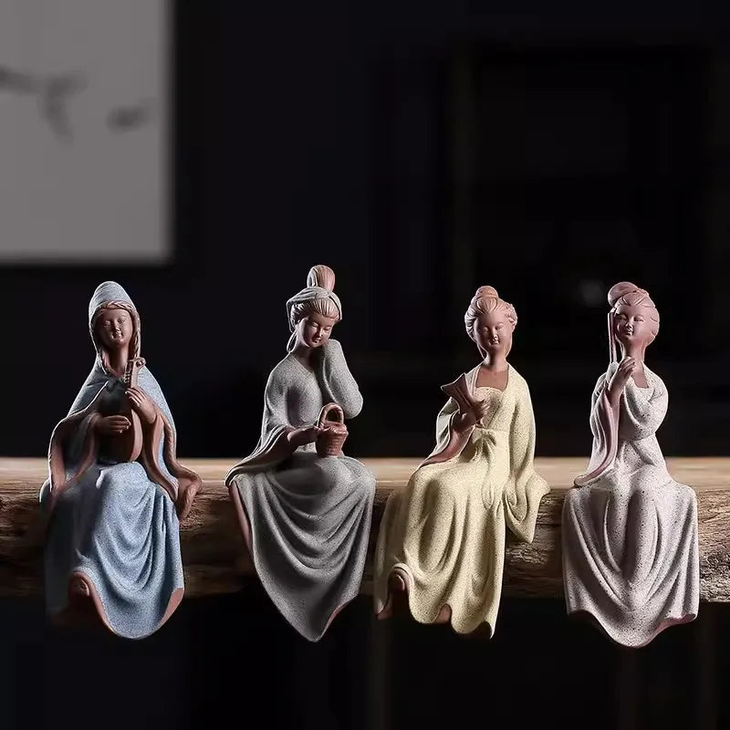 Creative Classical Chinese Style Four Beauties Figure Decoration Zen Ceramic Boutique Maiden Home Decoration