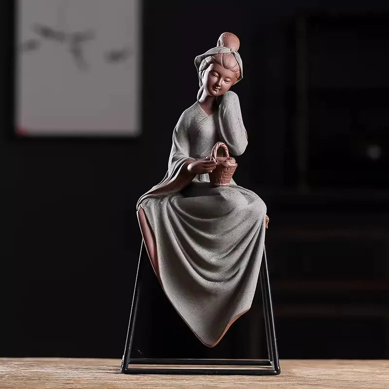 Creative Classical Chinese Style Four Beauties Figure Decoration Zen Ceramic Boutique Maiden Home Decoration