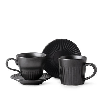 Creative Coffee Cup and Saucer Sets, Simple Handmade Rough Pottery, Japanese Retro Art Cup, Hand Pour Tea Cups, Ceramic Suits