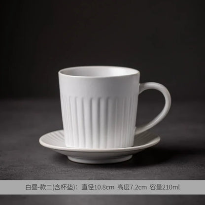 Creative Coffee Cup and Saucer Sets, Simple Handmade Rough Pottery, Japanese Retro Art Cup, Hand Pour Tea Cups, Ceramic Suits