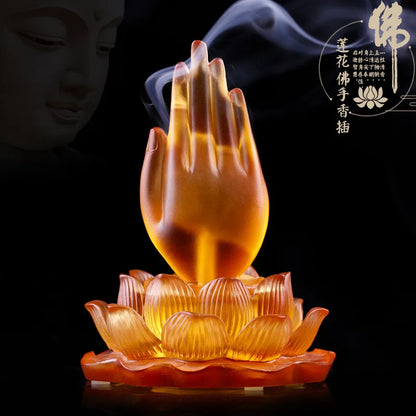 Creative Coloured glaze Lotus Buddha Hand Incense Stick Ornament