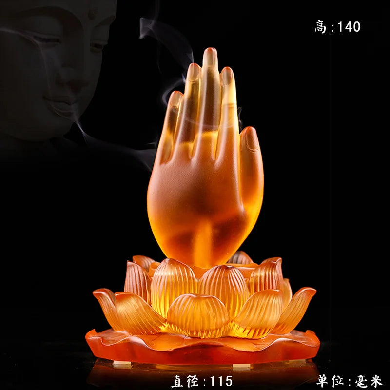Creative Coloured glaze Lotus Buddha Hand Incense Stick Ornament