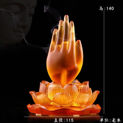 Creative Coloured glaze Lotus Buddha Hand Incense Stick Ornament
