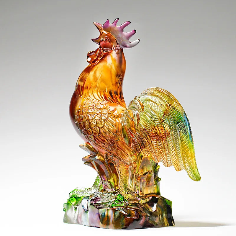 Creative Coloured glaze rooster ornament The golden rooster announces the dawn Home Decorations
