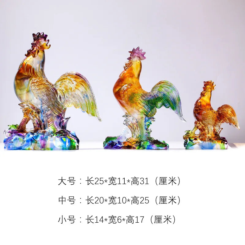 Creative Coloured glaze rooster ornament The golden rooster announces the dawn Home Decorations