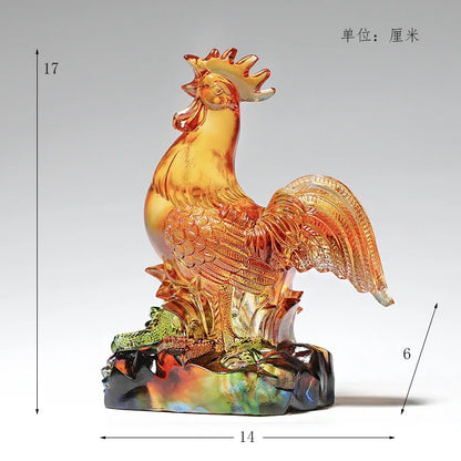 Creative Coloured glaze rooster ornament The golden rooster announces the dawn Home Decorations