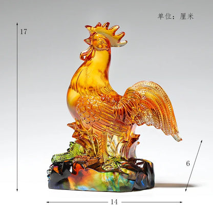 Creative Coloured glaze rooster ornament The golden rooster announces the dawn Home Decorations