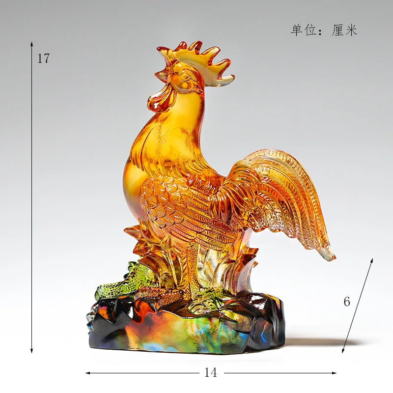 Creative Coloured glaze rooster ornament The golden rooster announces the dawn Home Decorations