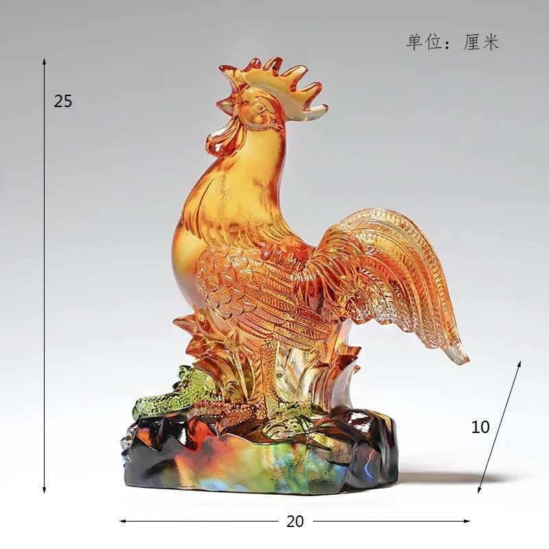 Creative Coloured glaze rooster ornament The golden rooster announces the dawn Home Decorations