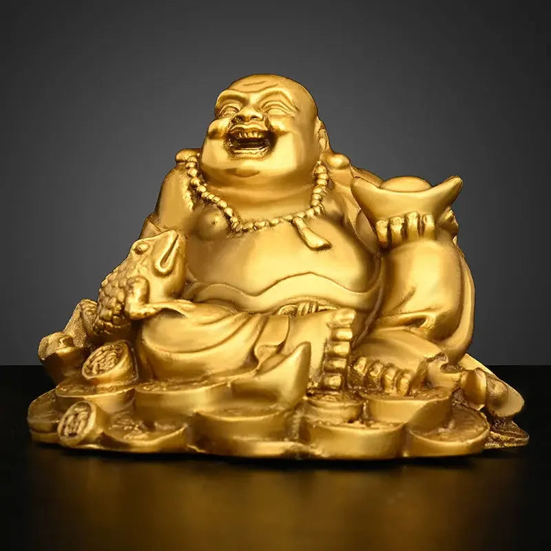 Creative Copper Maitreya Ornament Yuanbao Buddha Home Office Desktop Car Small Home Living Bedroom Sculptures