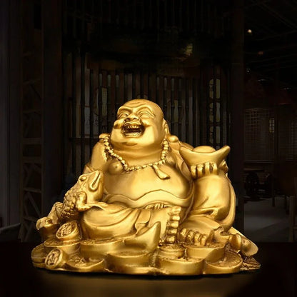 Creative Copper Maitreya Ornament Yuanbao Buddha Home Office Desktop Car Small Home Living Bedroom Sculptures