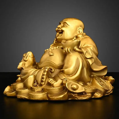 Creative Copper Maitreya Ornament Yuanbao Buddha Home Office Desktop Car Small Home Living Bedroom Sculptures