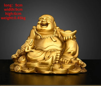 Creative Copper Maitreya Ornament Yuanbao Buddha Home Office Desktop Car Small Home Living Bedroom Sculptures