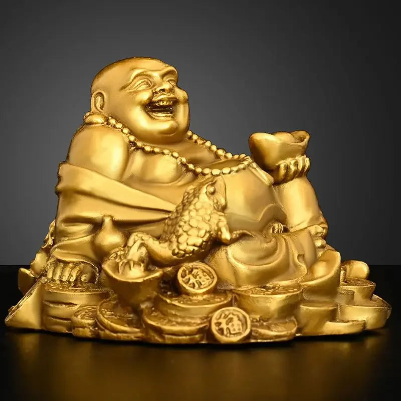 Creative Copper Maitreya Ornament Yuanbao Buddha Home Office Desktop Car Small Home Living Bedroom Sculptures