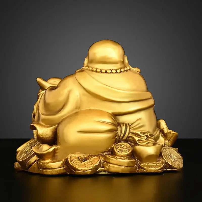 Creative Copper Maitreya Ornament Yuanbao Buddha Home Office Desktop Car Small Home Living Bedroom Sculptures