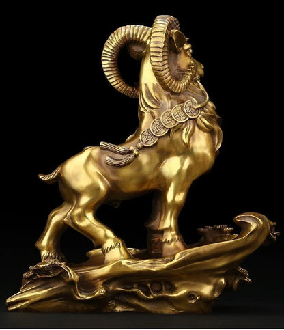 Creative Copper Sheep Ornaments Money Sheep Zodiac Three Yang Kaitai Gifts Home Living Sculptures