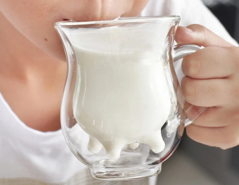 Creative Cow Shape Heat Resistant Glass Mug Double Glass Cup of Coffee Tea Drinking Glasses for Drinks Kawaii Cups Cupshe Mugs