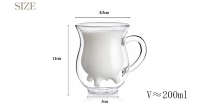 Creative Cow Shape Heat Resistant Glass Mug Double Glass Cup of Coffee Tea Drinking Glasses for Drinks Kawaii Cups Cupshe Mugs