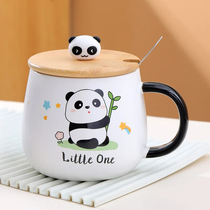 Creative Cute Cow Mug With Spoon Lid Cups and Mugs Free Shipping Kawaii Cups of Coffee Tea Ceramic Coffee Cup Set Drinkware Go
