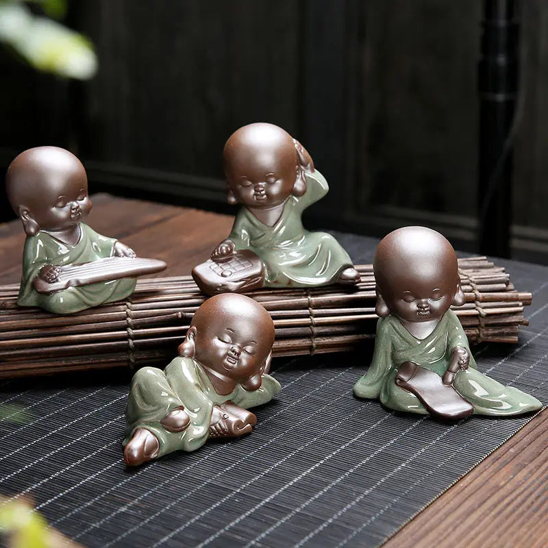 Creative Cute Little Monk Tea Pet Bonsai Purple Clay Figure Decorations Household Accessories Tea Table Kungfu Tea Ceremony