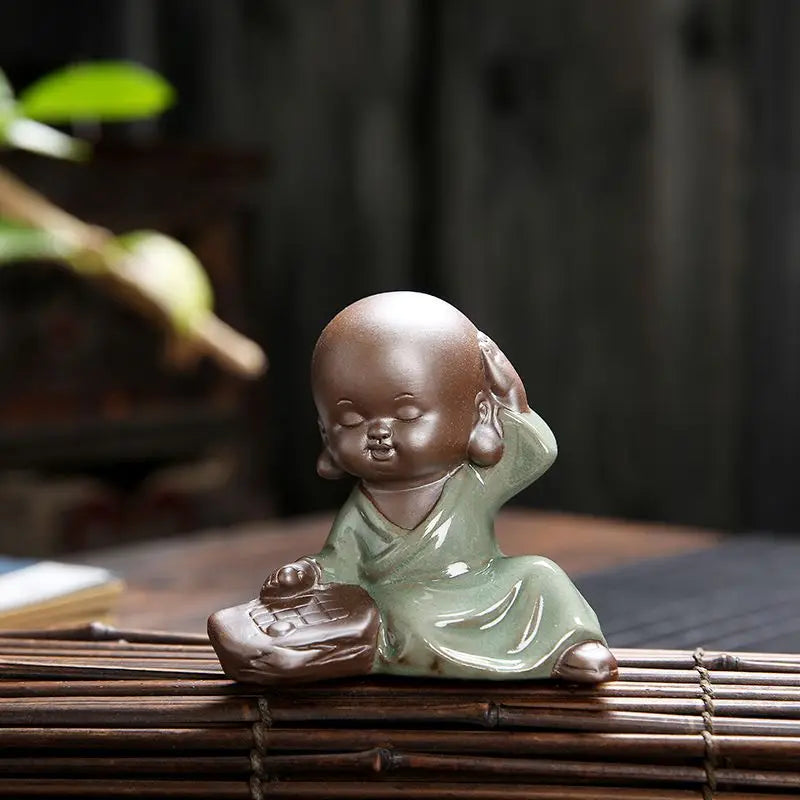 Creative Cute Little Monk Tea Pet Bonsai Purple Clay Figure Decorations Household Accessories Tea Table Kungfu Tea Ceremony